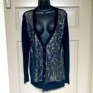T Tahari Cardigan Black + Sequins